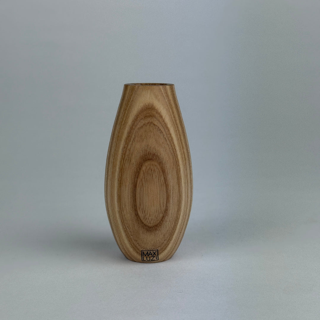 Runde Mini Vase aus Eschenholz