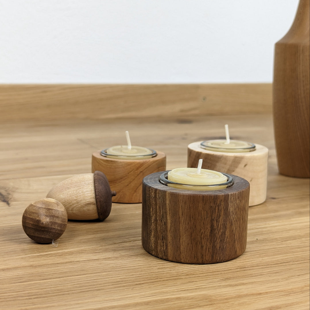 Turned tealight holder